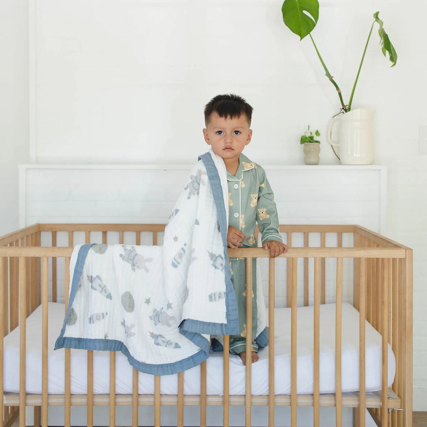100% Muslin Cotton Baby Blanket – Hoppy Cosmic Space Bunny Print for Newborns & Toddlers My Store