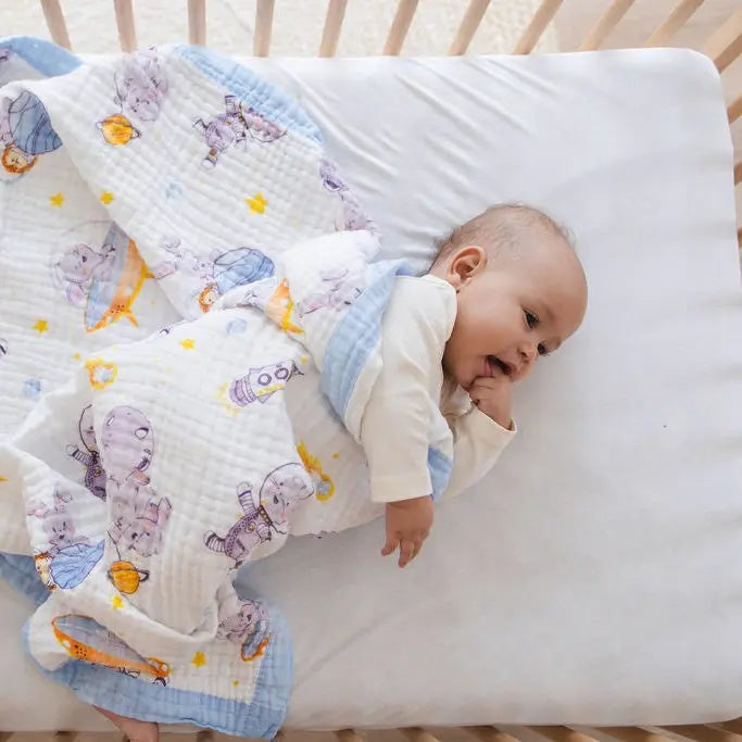 Hoppy Cosmic Adventures Muslin Baby Blanket ๐๐ My Store