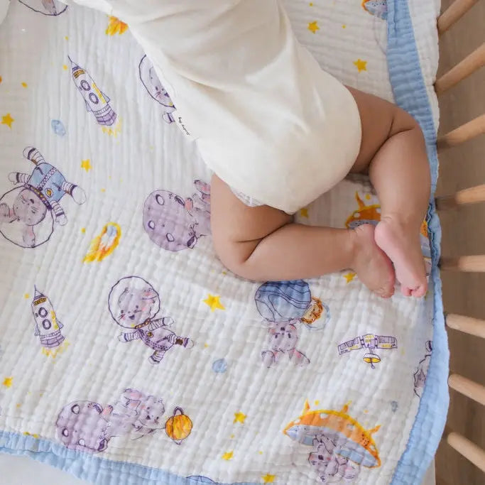 Hoppy Cosmic Adventures Muslin Baby Blanket ๐๐ My Store