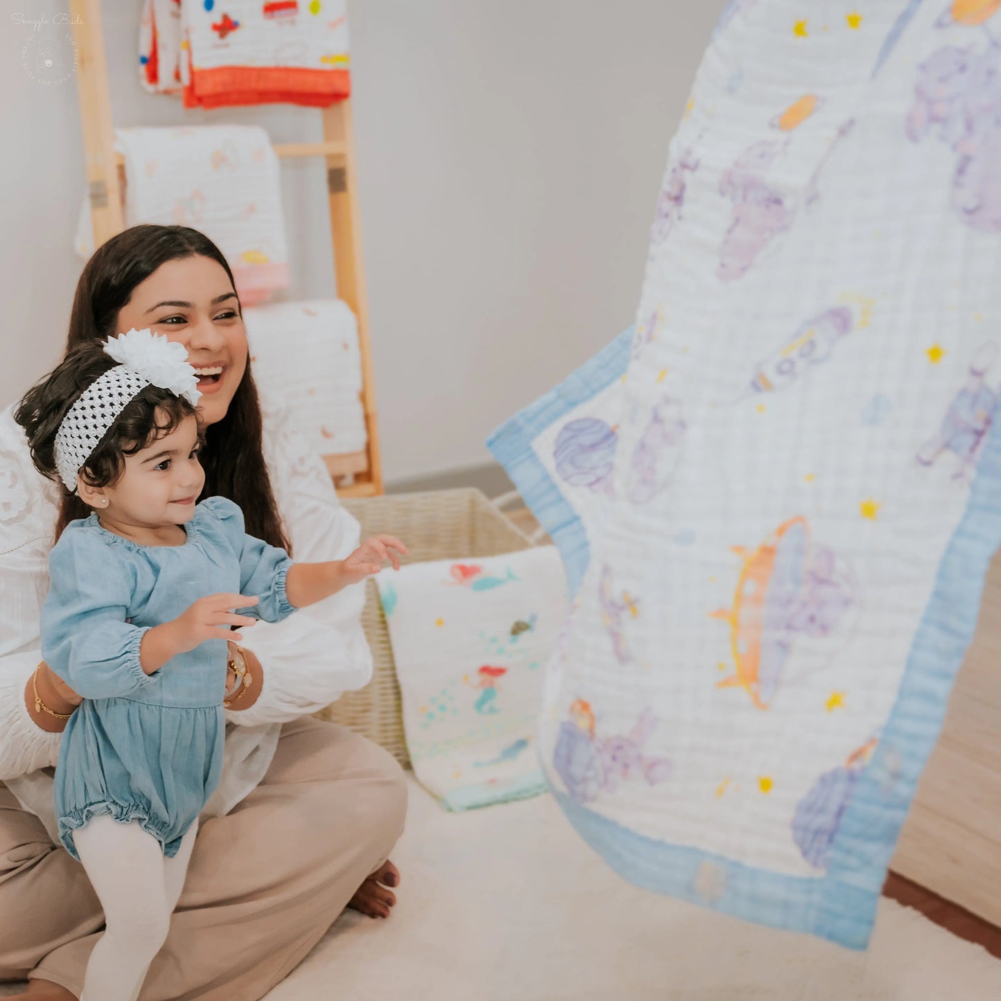 Hoppy Cosmic Adventures Muslin Baby Blanket ๐๐ My Store