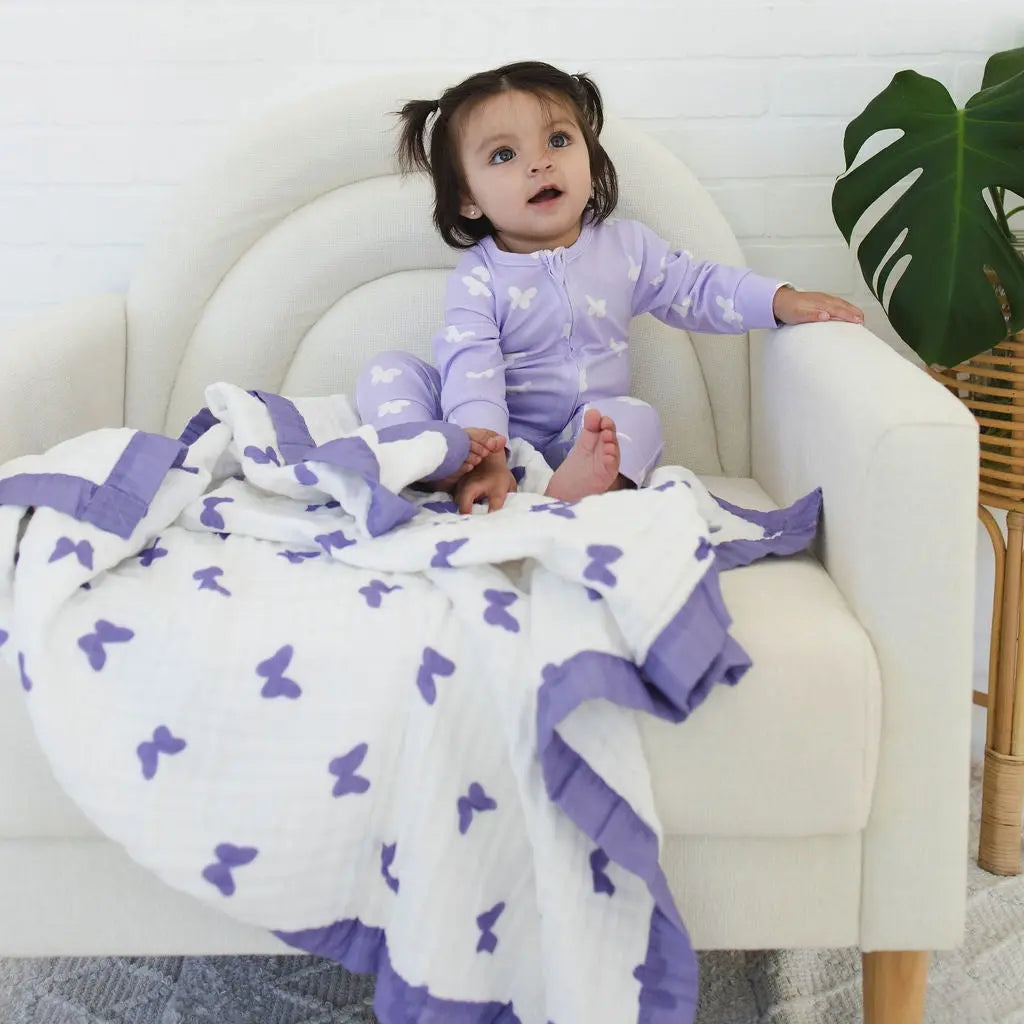 Lilac Flutter – 100% Muslin Cotton Baby Blanket Quilt for Newborns & Toddlers Snuggle Buds