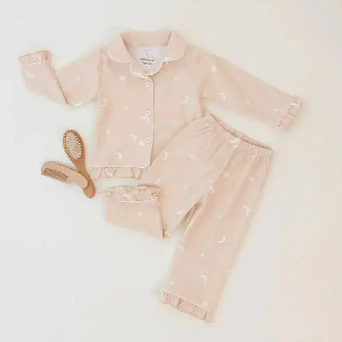 Cotton Stretch Pajamas – Moonlit Dreams Night Sky Print for Toddlers & Kids (12M–4Y) Snuggle Buds