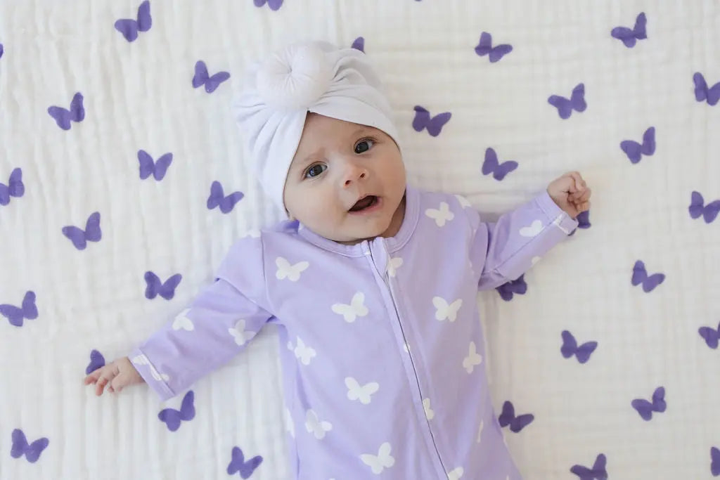NEW - Lilac Flutter – 100% Muslin Cotton Baby Blanket Quilt for Newborns & Toddlers Snuggle Buds