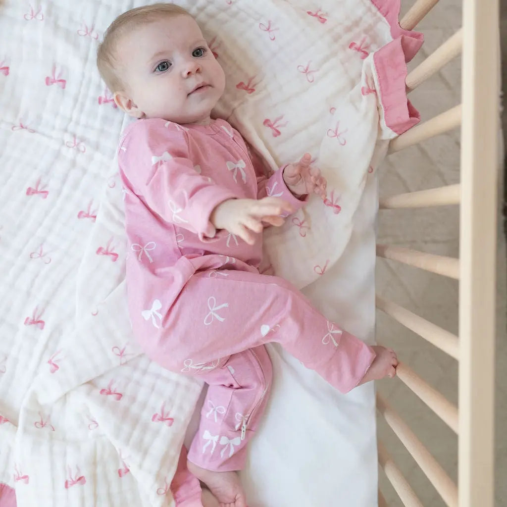 Newborn Bundle: Pretty in Bows Blanket + Zipped Onesie Snuggle Buds