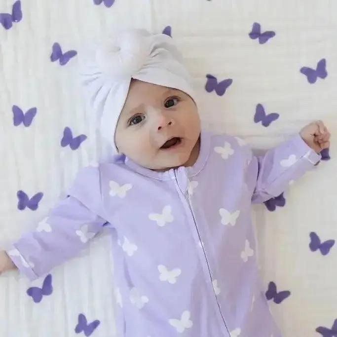 NEW - Lilac Flutter – 100% Muslin Cotton Baby Blanket Quilt for Newborns & Toddlers Snuggle Buds