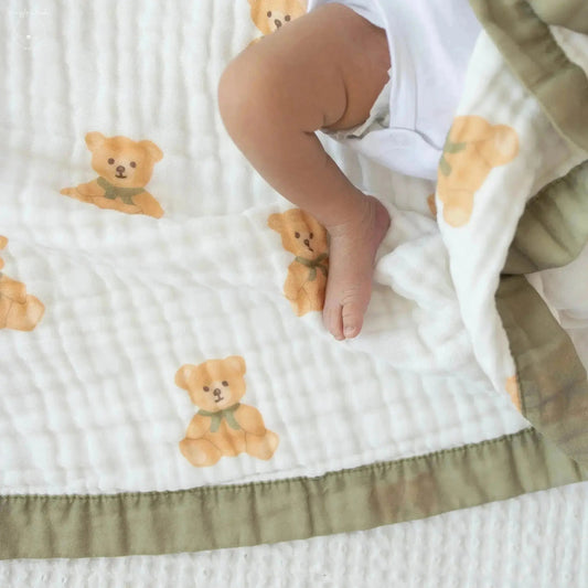 100% Muslin Cotton Baby Blanket – Teddy Bear Snuggle Print for Newborns & Toddlers My Store