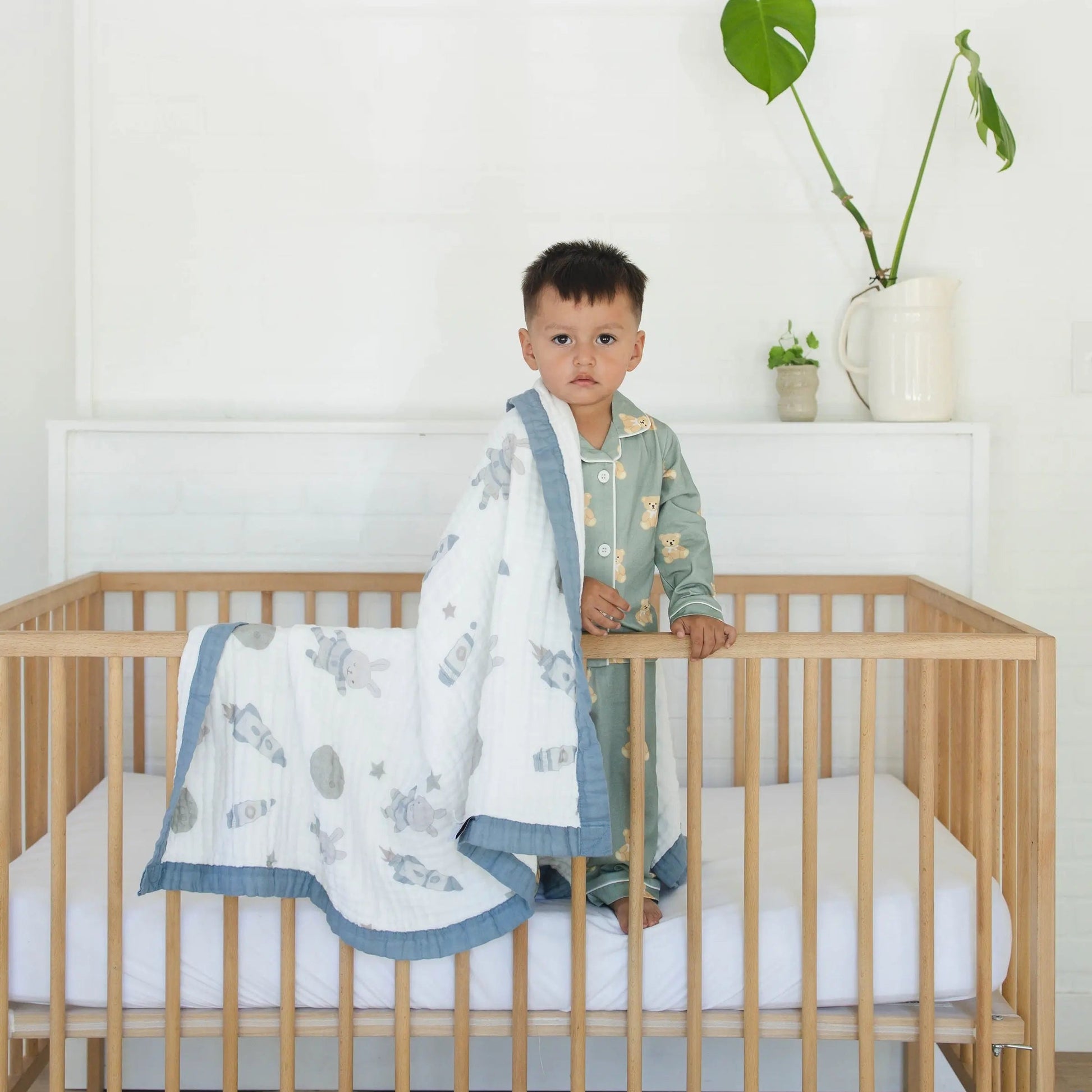 100% Muslin Cotton Baby Blanket – Hoppy Cosmic Space Bunny Print for Newborns & Toddlers My Store