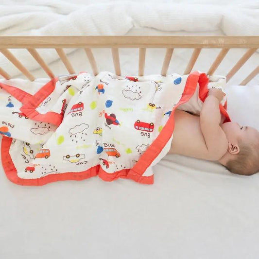 100% Muslin Cotton Baby Blanket – Vroom Vroom Car Print for Newborns & Toddlers My Store