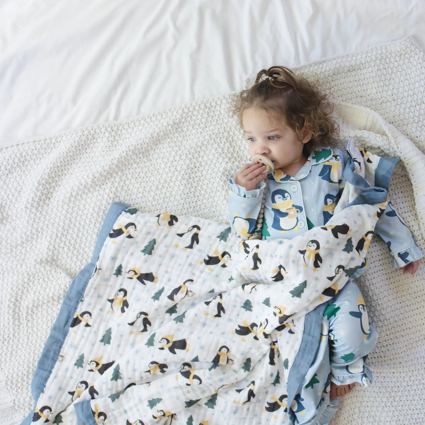 100% Muslin Cotton Baby Blanket – Winter Waddle Limited Edition Penguin Print for Newborns & Toddlers  Snuggle Buds