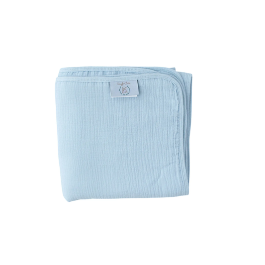 100% Muslin Cotton Blanket – Sky Blue Solid (Available in Two Sizes) Snuggle Buds