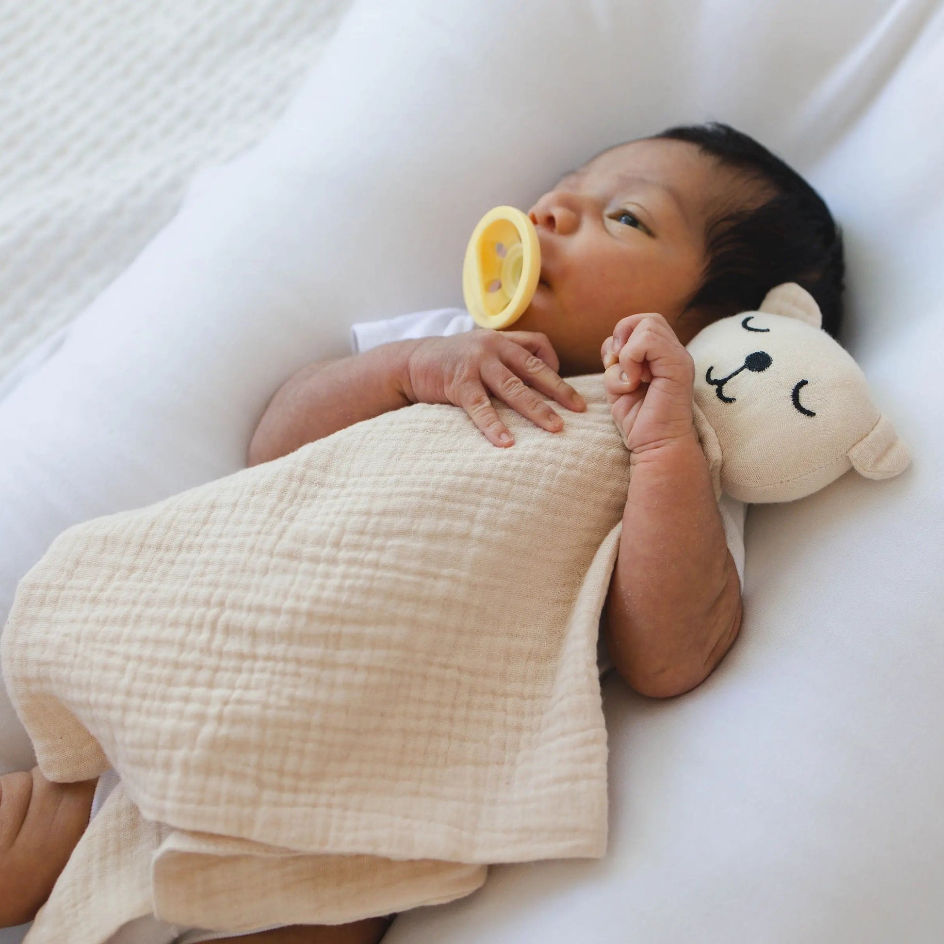 100% Muslin Cotton Comfort Blanket (Lovey) – Light Sand, Ivory & Sage  Snuggle Buds