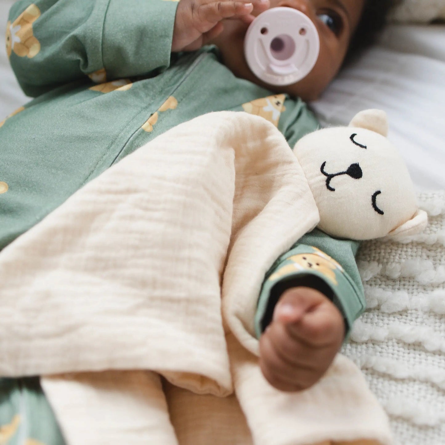 100% Muslin Cotton Comfort Blanket (Lovey) – Light Sand, Ivory & Sage  Snuggle Buds