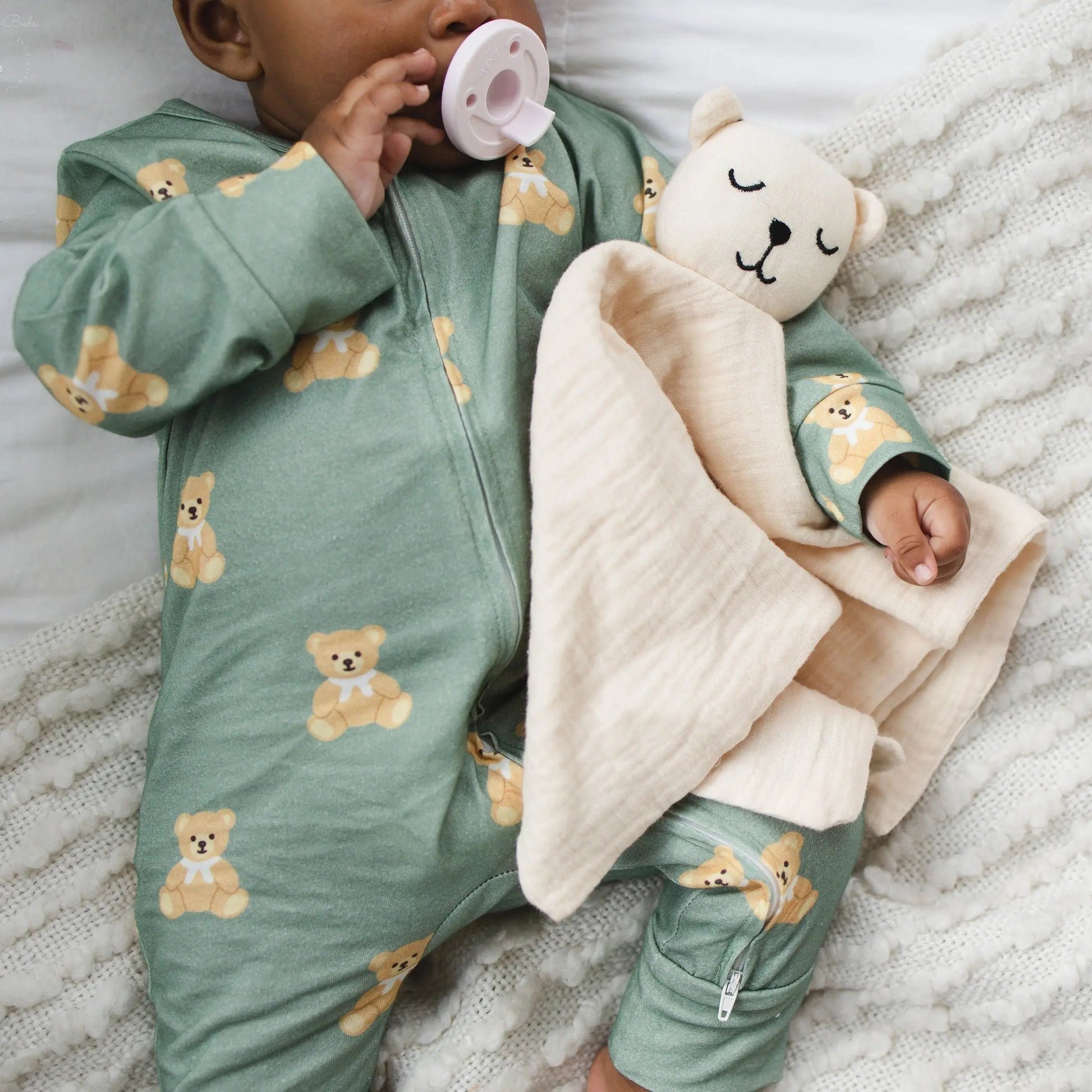 100% Muslin Cotton Comfort Blanket (Lovey) – Light Sand, Ivory & Sage  Snuggle Buds