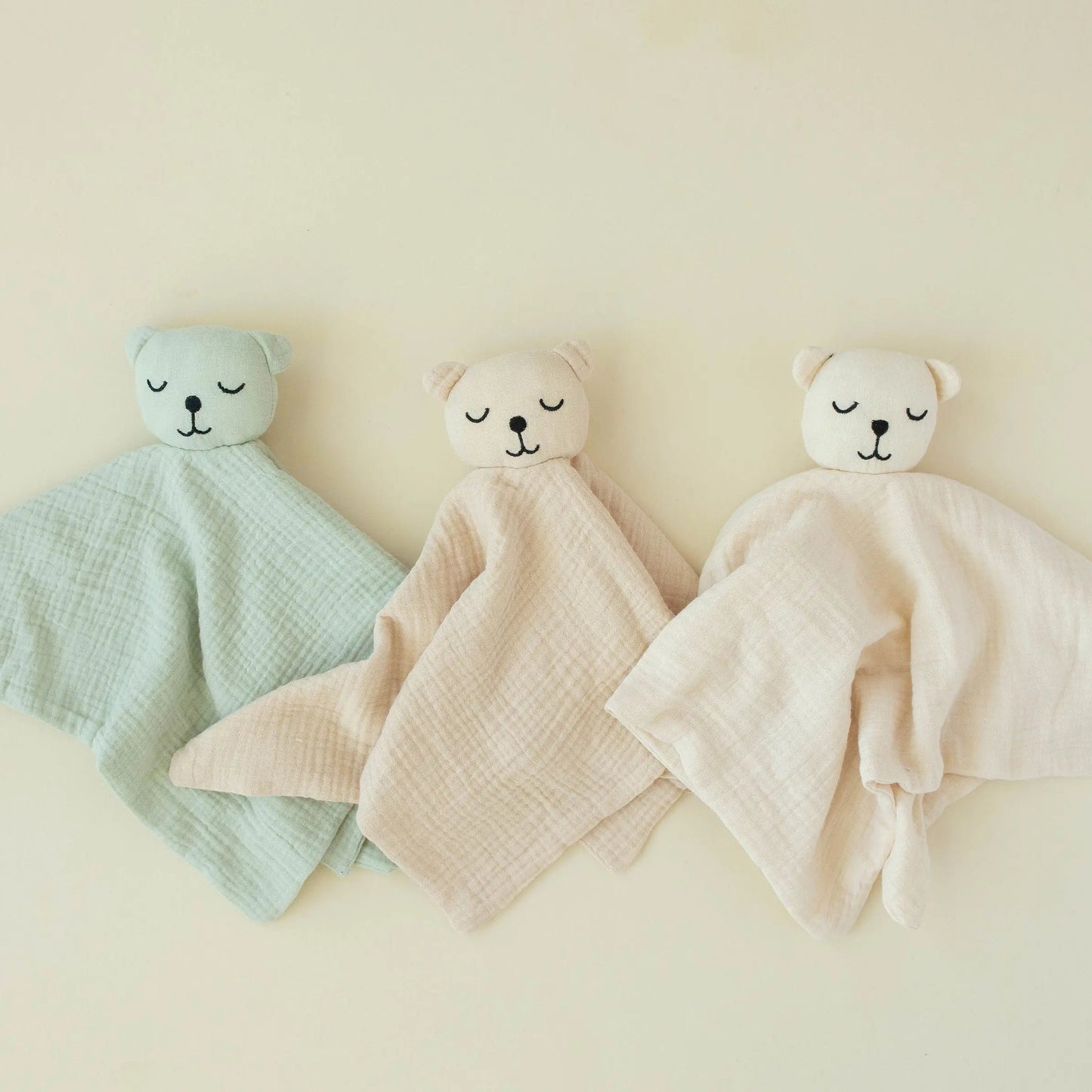 100% Muslin Cotton Comfort Blanket (Lovey) – Light Sand, Ivory & Sage  Snuggle Buds