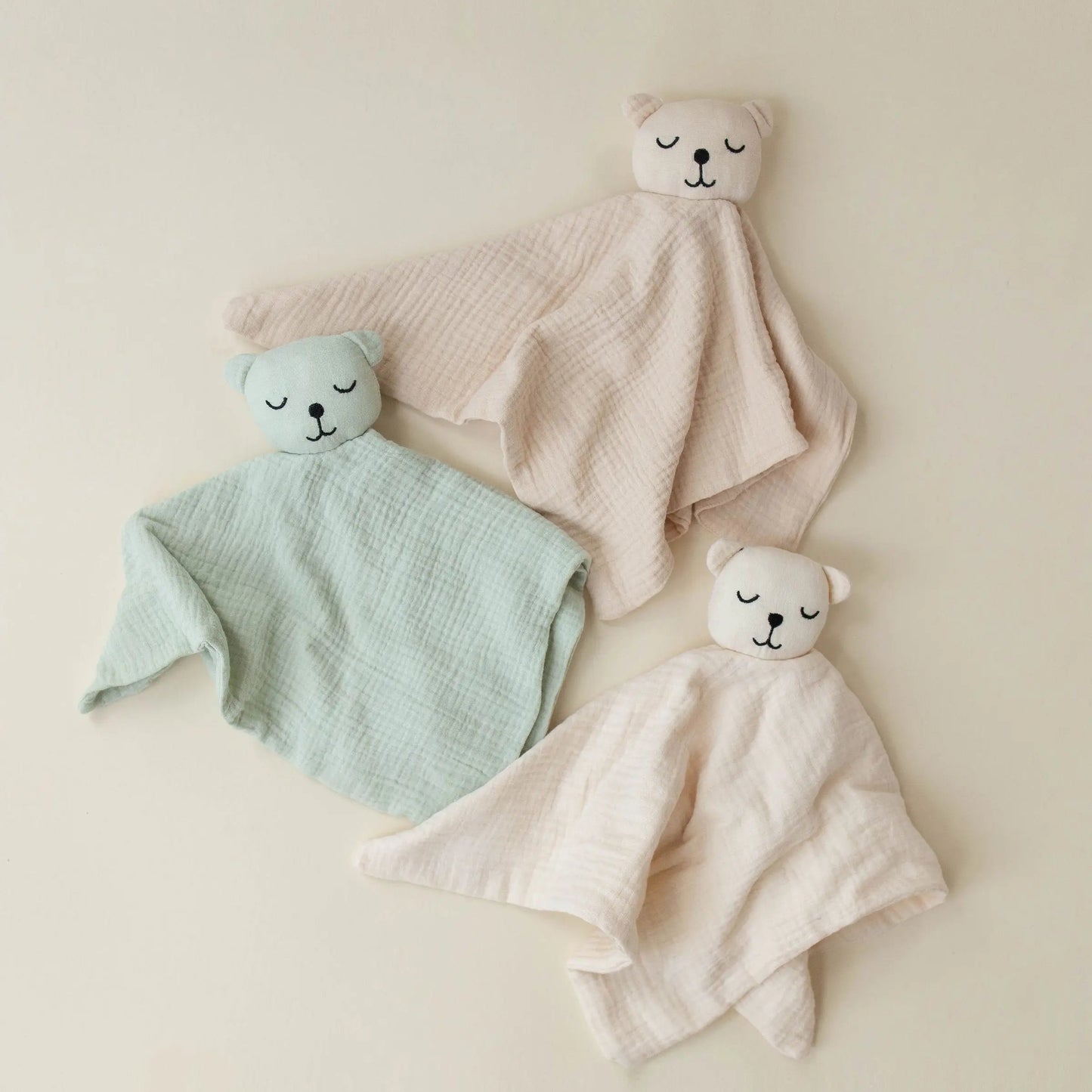 100% Muslin Cotton Comfort Blanket (Lovey) – Light Sand, Ivory & Sage  Snuggle Buds