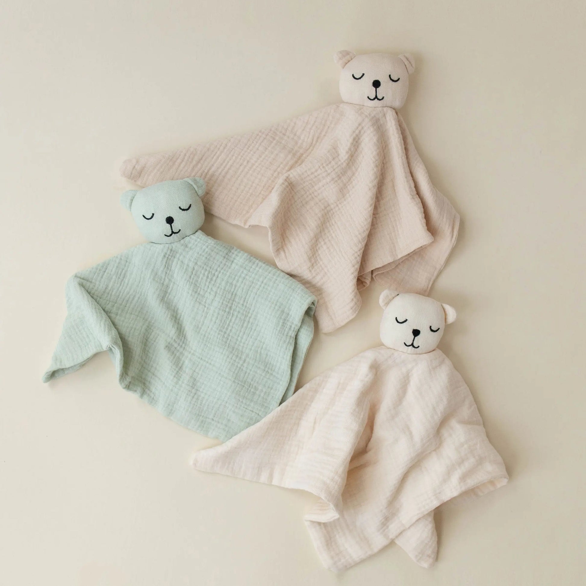 100% Muslin Cotton Comfort Blanket (Lovey) – Light Sand, Ivory & Sage  Snuggle Buds