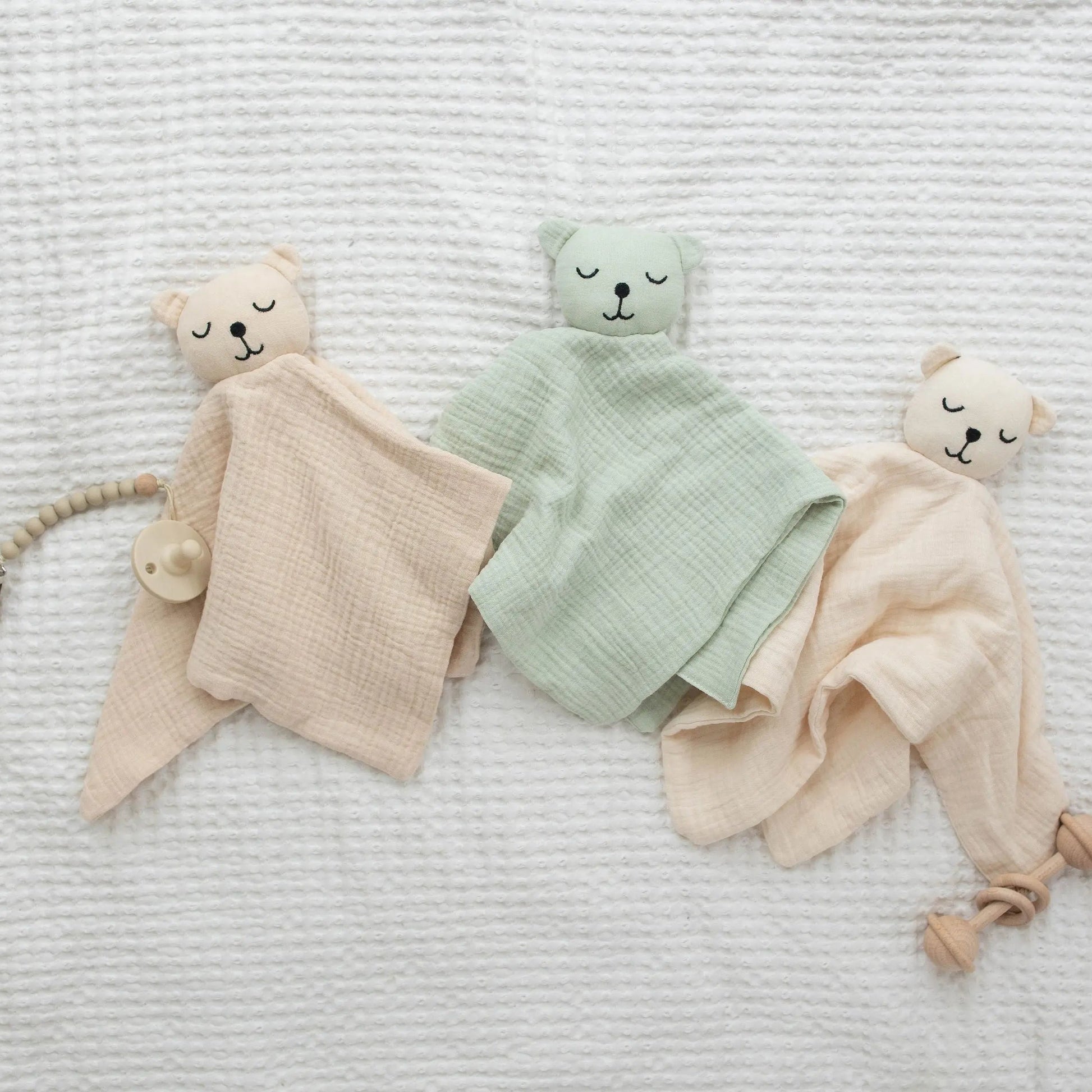 100% Muslin Cotton Comfort Blanket (Lovey) – Light Sand, Ivory & Sage  Snuggle Buds