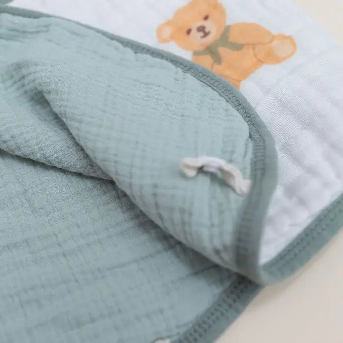 Bear Hug 3-Pack Muslin Bib & Burp Cloth Set Snuggle Buds