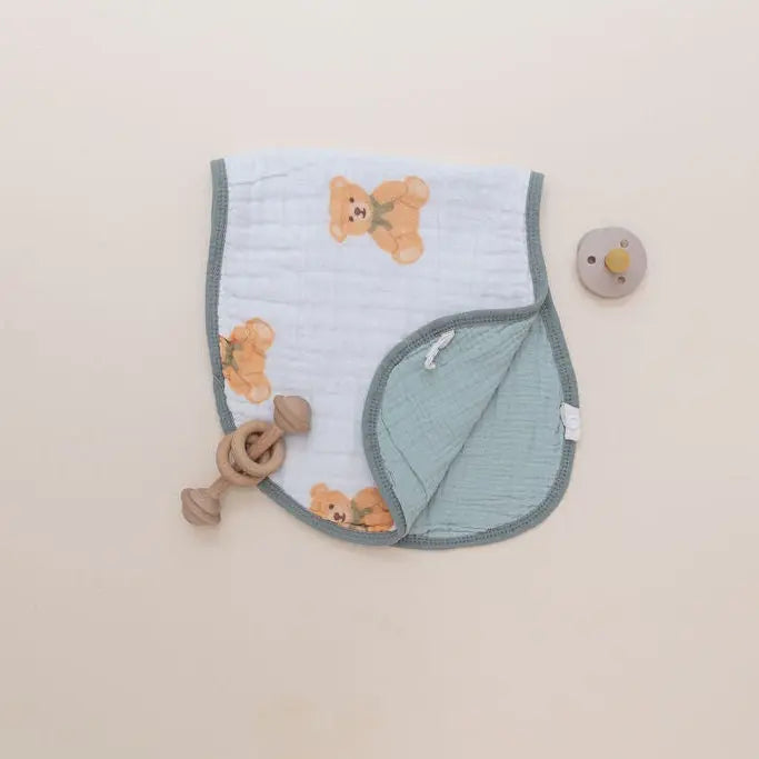Bear Hug 3-Pack Muslin Bib & Burp Cloth Set Snuggle Buds
