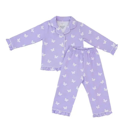 Cotton Stretch Pajamas – Lilac Flutter Print for Toddlers & Kids (12M–4Y)  Snuggle Buds