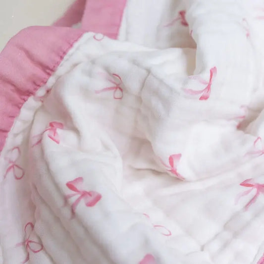 Cotton Muslin Baby Quilt - Pretty in Bows My Store