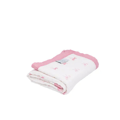 Cotton Muslin Baby Quilt - Pretty in Bows My Store