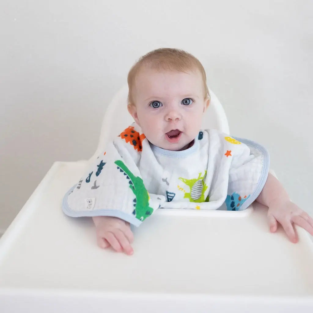 Dino Dreams 3-Pack Muslin Bib & Burp Cloth Set Snuggle Buds