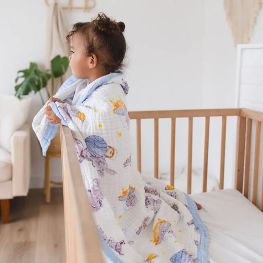 Hoppy Cosmic Adventures Muslin Baby Blanket 🚀🐇 My Store
