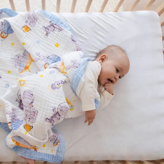 Hoppy Cosmic Adventures Muslin Baby Blanket 🚀🐇 My Store
