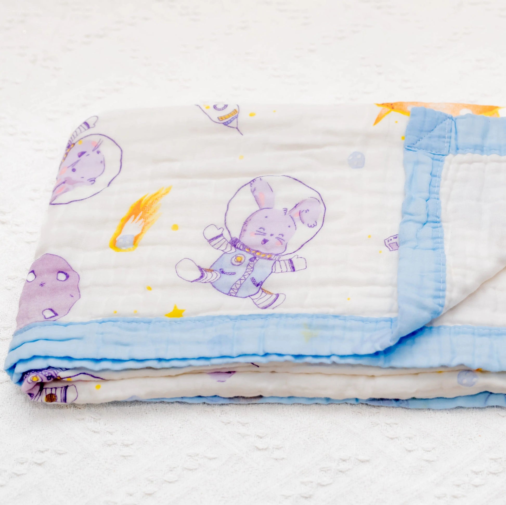 Hoppy Cosmic Adventures Muslin Baby Blanket 🚀🐇 My Store