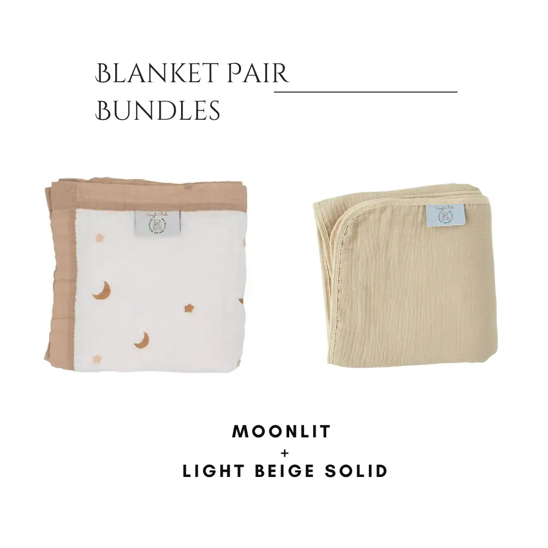 Moonlit Dreams + Light Beige Solid Blanket Bundle Snuggle Buds