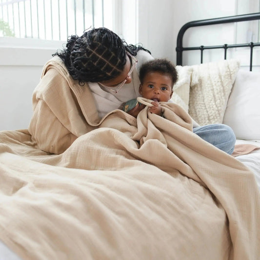 100% Muslin Cotton Blanket – Light Beige Solid (Available in Two Sizes) Snuggle Buds