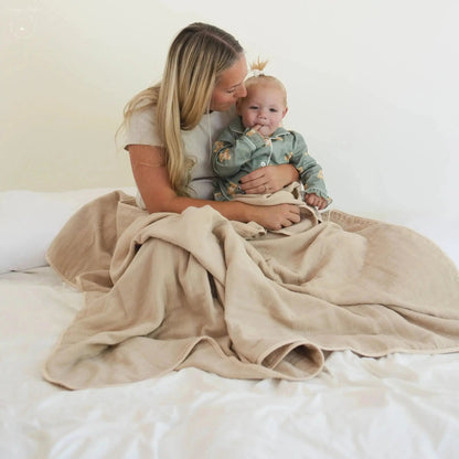 100% Muslin Cotton Blanket – Light Beige Solid (Available in Two Sizes) Snuggle Buds