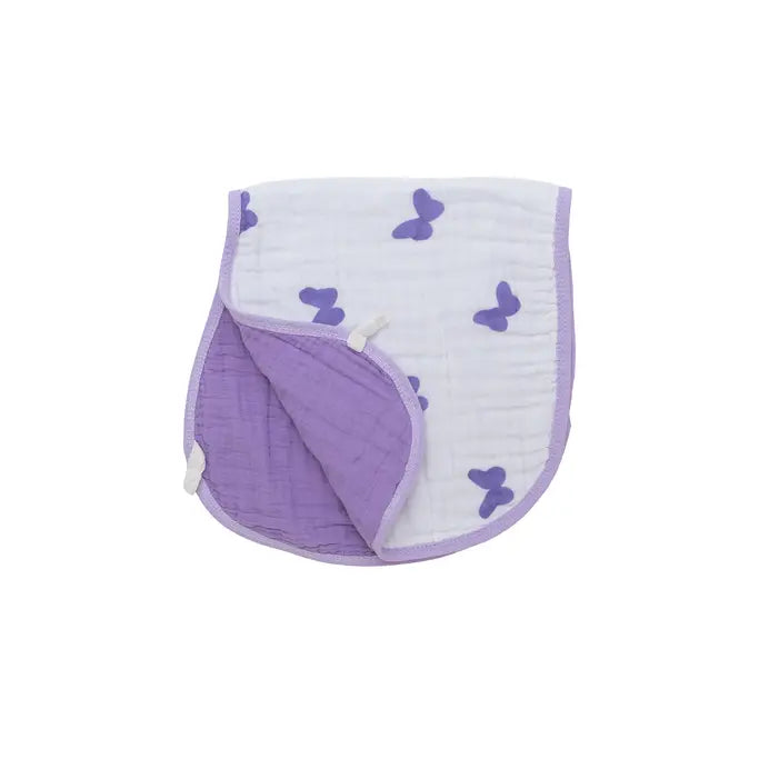 Lilac Flutter 3-Pack Muslin Bib & Burp Cloth Set Snuggle Buds