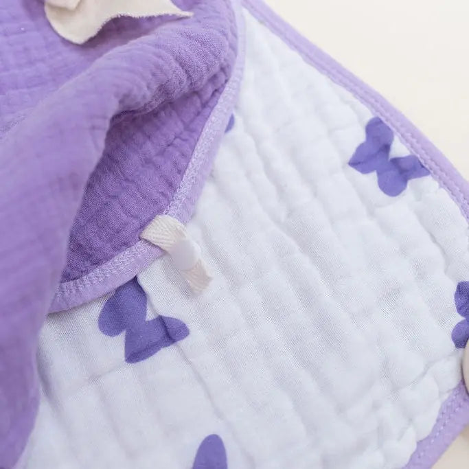 Lilac Flutter 3-Pack Muslin Bib & Burp Cloth Set Snuggle Buds