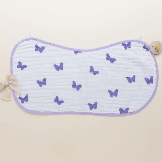 Lilac Flutter 3-Pack Muslin Bib & Burp Cloth Set Snuggle Buds