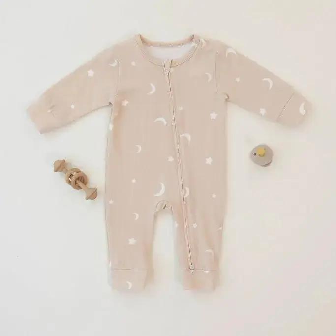 Moonlit Dreams Zipped Onesie (0–12 Months) – 100% Cotton Muslin Baby Sleepwear  Snuggle Buds