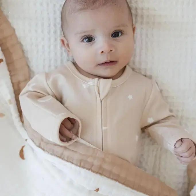 Moonlit Dreams Zipped Onesie (0–12 Months) – 100% Cotton Muslin Baby Sleepwear  Snuggle Buds