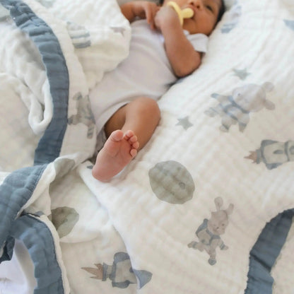 100% Muslin Cotton Baby Blanket – Hoppy Cosmic Space Bunny Print for Newborns & Toddlers My Store