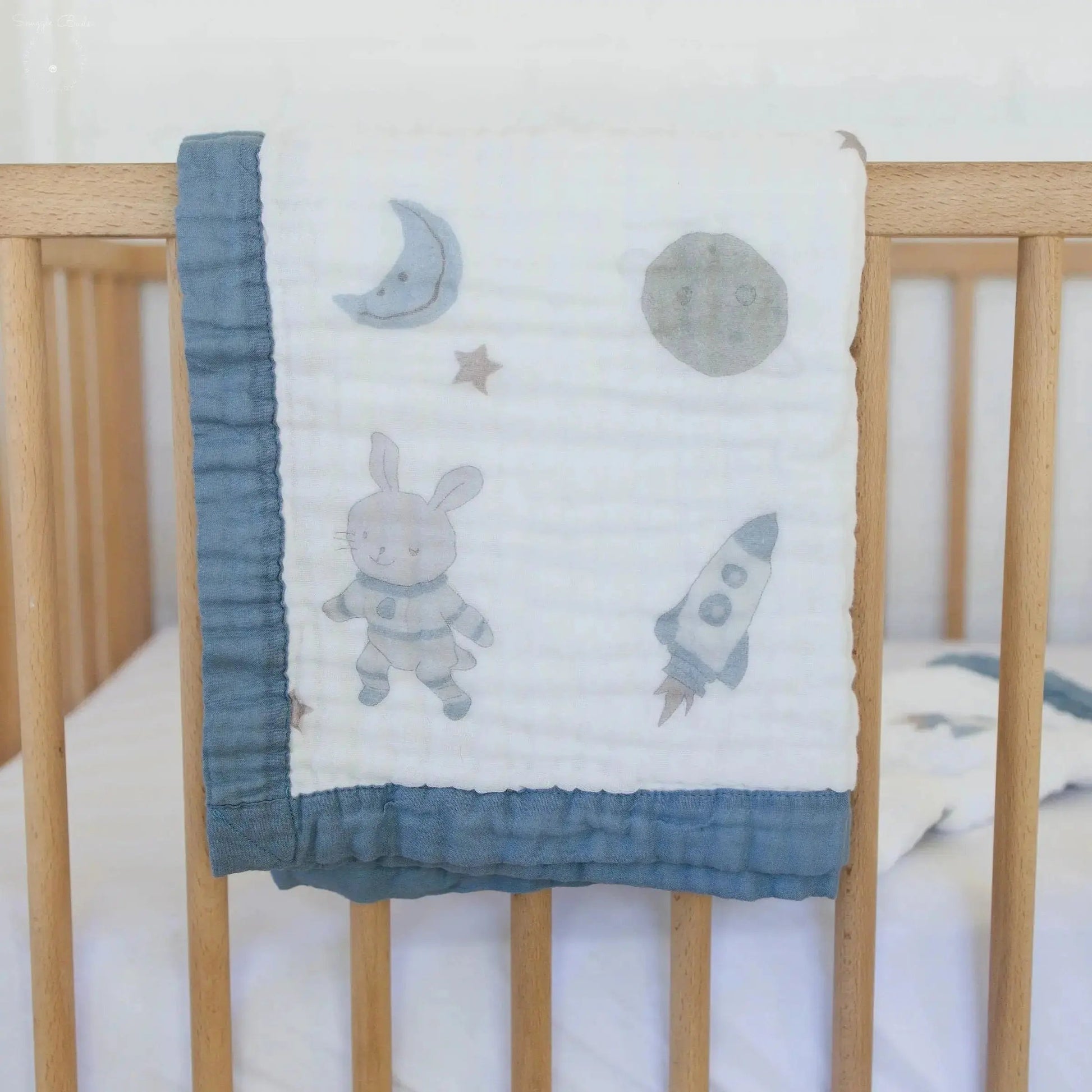 100% Muslin Cotton Baby Blanket – Hoppy Cosmic Space Bunny Print for Newborns & Toddlers My Store