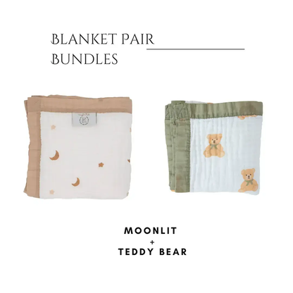 Moonlit + Teddy Bear Blanket Bundle Snuggle Buds