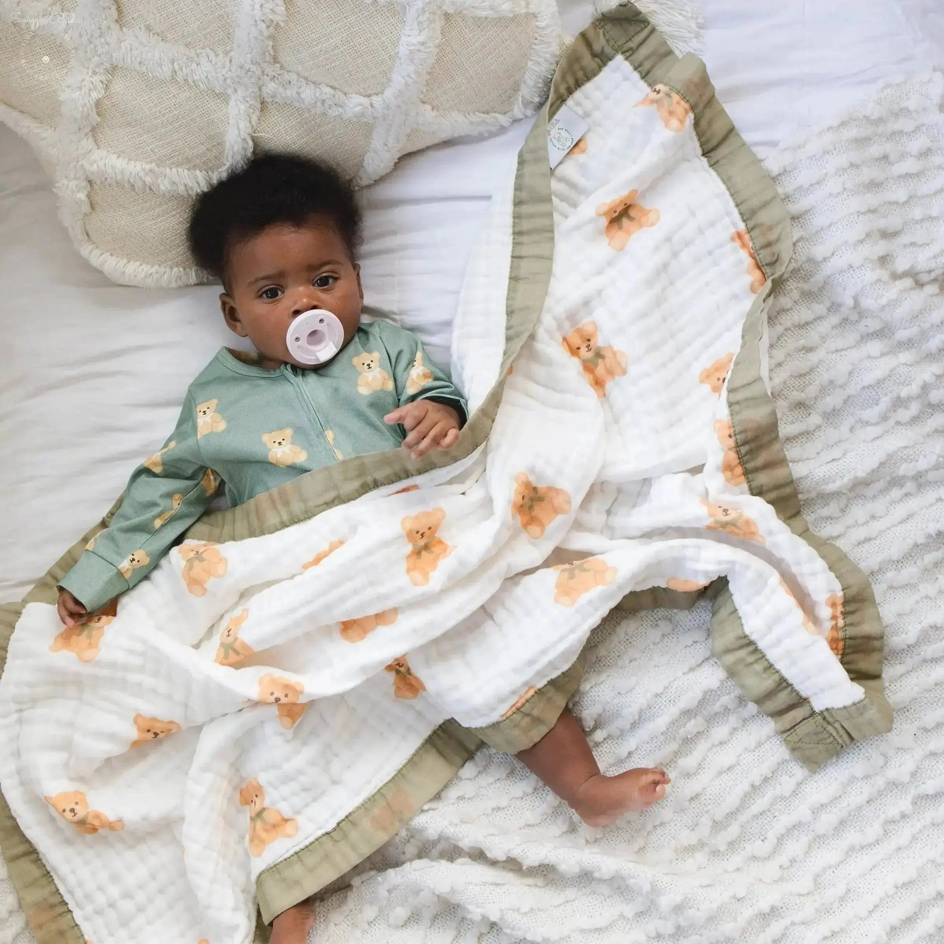 100% Muslin Cotton Baby Blanket – Teddy Bear Snuggle Print for Newborns & Toddlers My Store