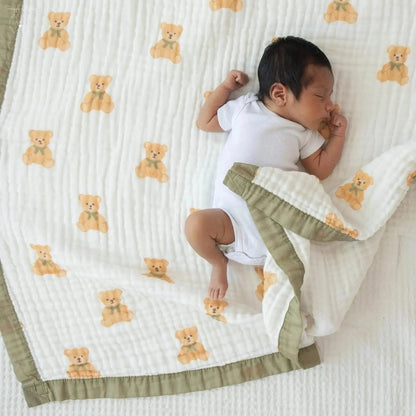 100% Muslin Cotton Baby Blanket – Teddy Bear Snuggle Print for Newborns & Toddlers My Store