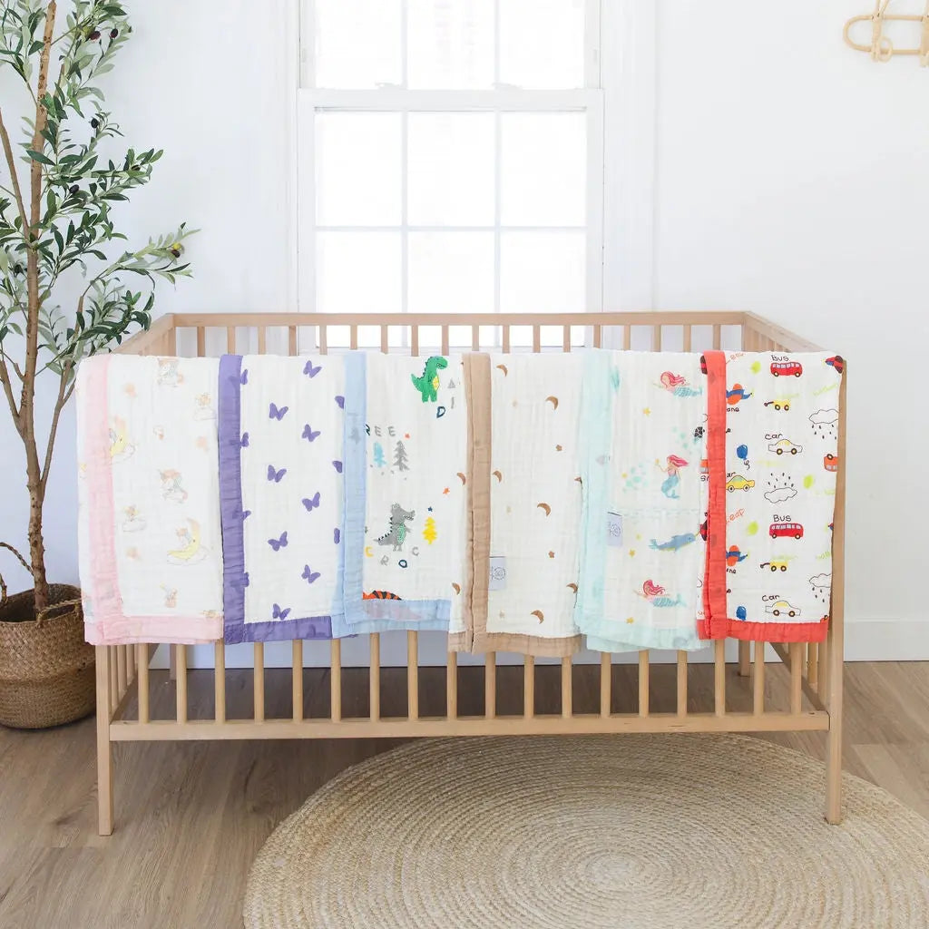 NEW - Lilac Flutter – 100% Muslin Cotton Baby Blanket Quilt for Newborns & Toddlers  Snuggle Buds