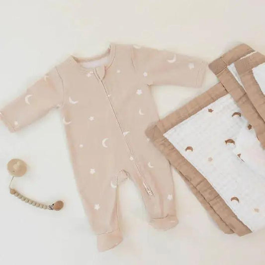 Newborn Bundle: Moonlit Dreams Blanket + Zipped Onesie (Newborn Set) Snuggle Buds