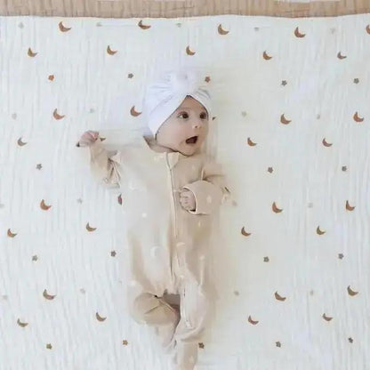 Moonlit Dreams Zipped Onesie (0–12 Months) – 100% Cotton Muslin Baby Sleepwear  Snuggle Buds