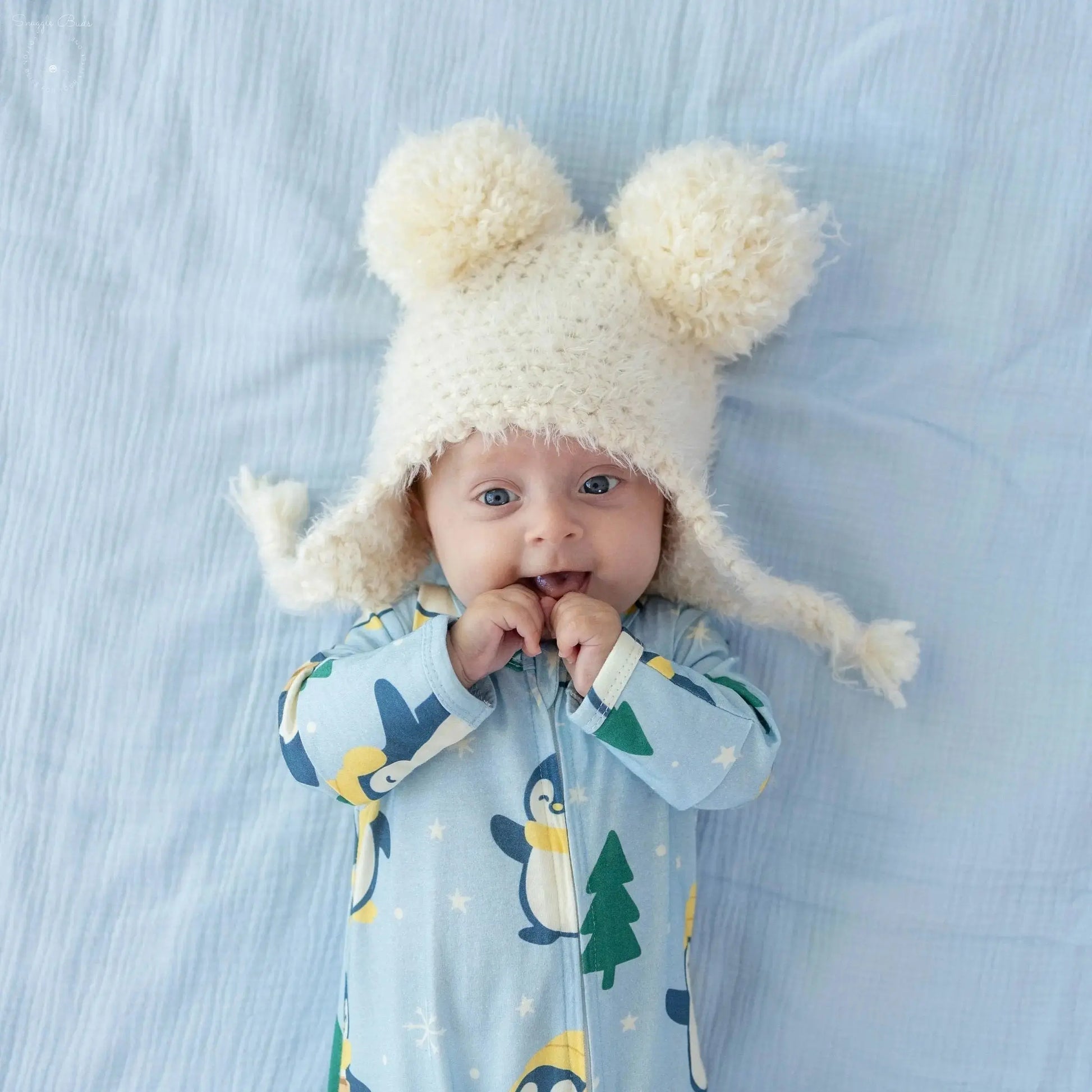 Winter Waddle Zipped Onesie (0–12 Months) – Limited Edition 100% Cotton Muslin Baby Sleepwear  Snuggle Buds