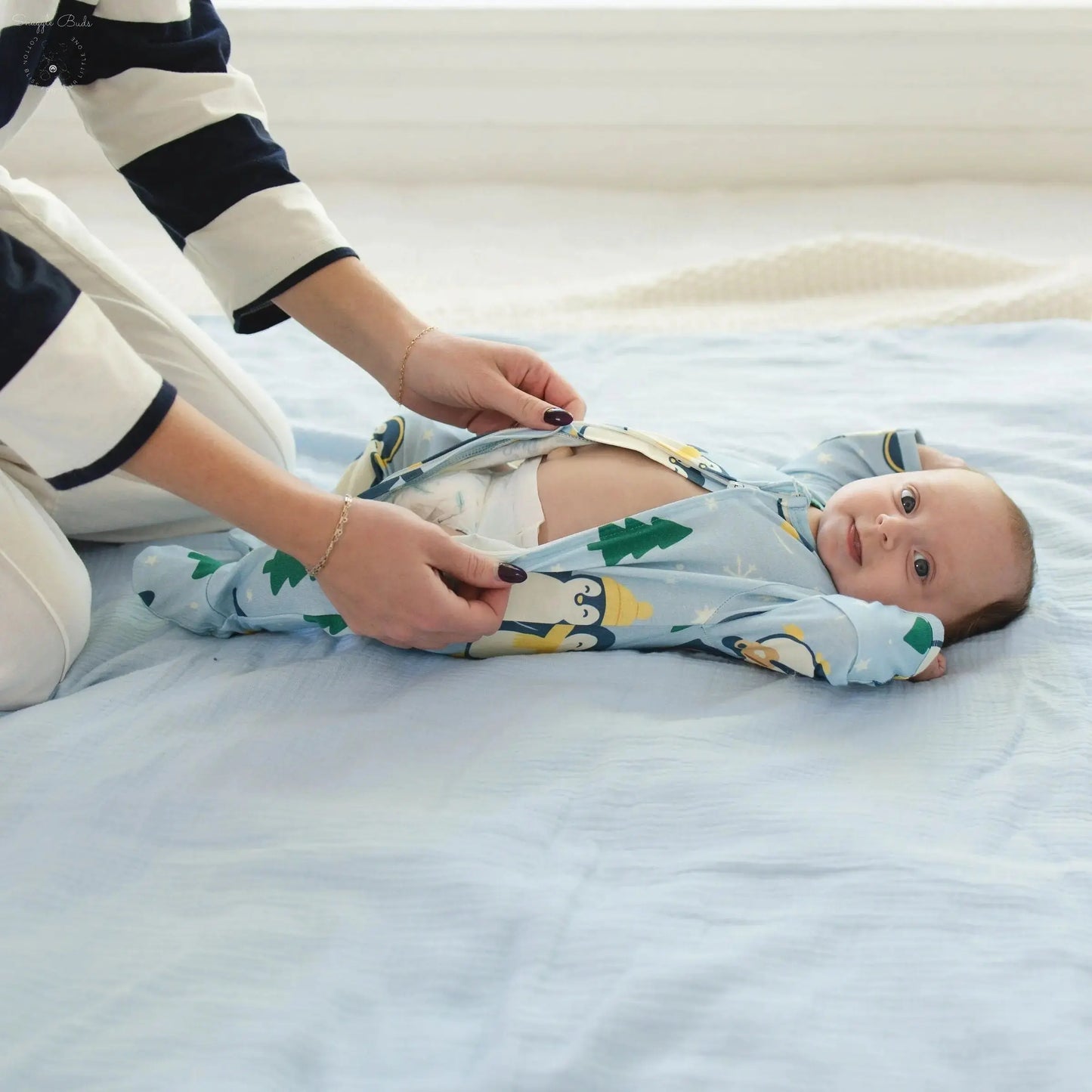 Winter Waddle Zipped Onesie (0–12 Months) – Limited Edition 100% Cotton Muslin Baby Sleepwear  Snuggle Buds