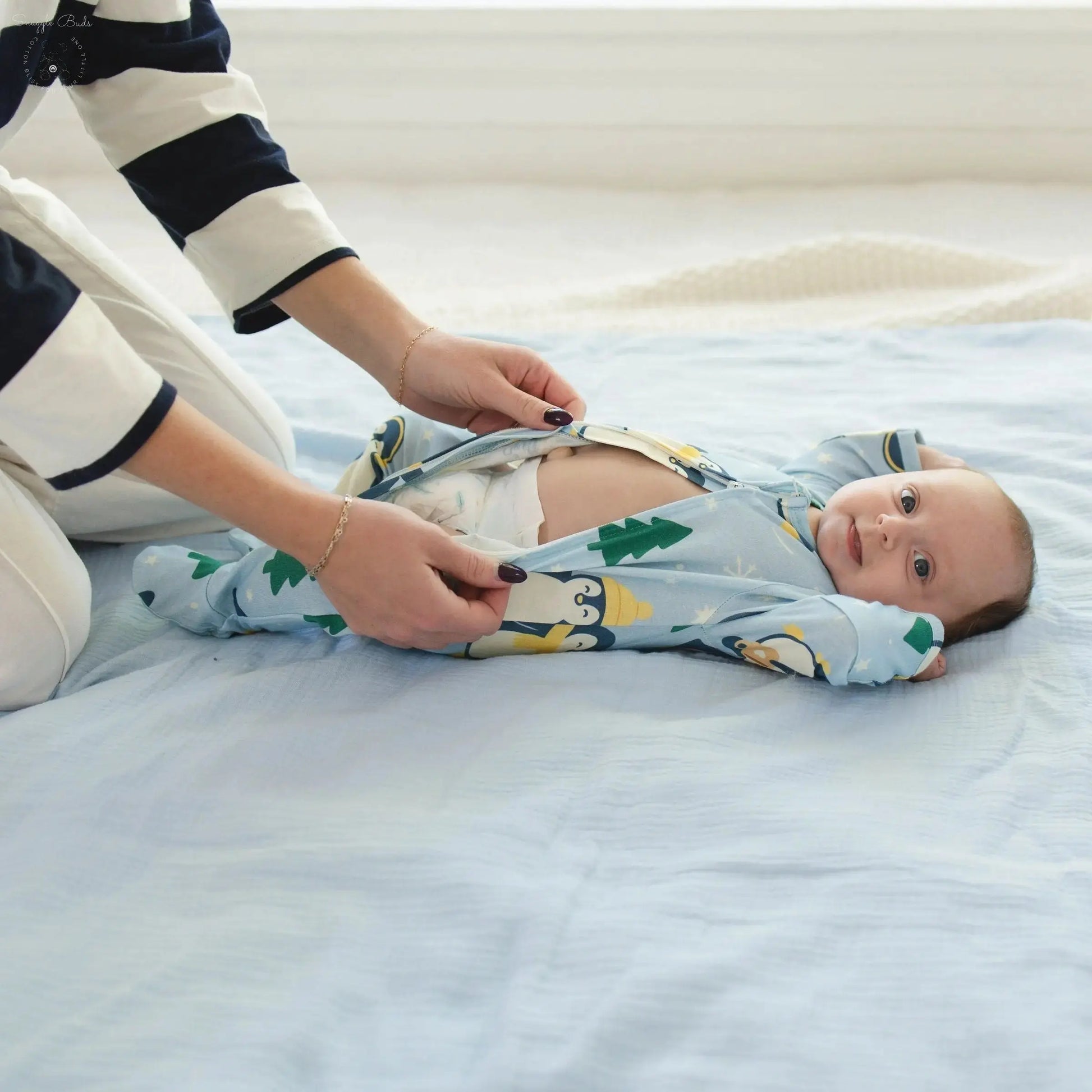 Winter Waddle Zipped Onesie (0–12 Months) – Limited Edition 100% Cotton Muslin Baby Sleepwear  Snuggle Buds