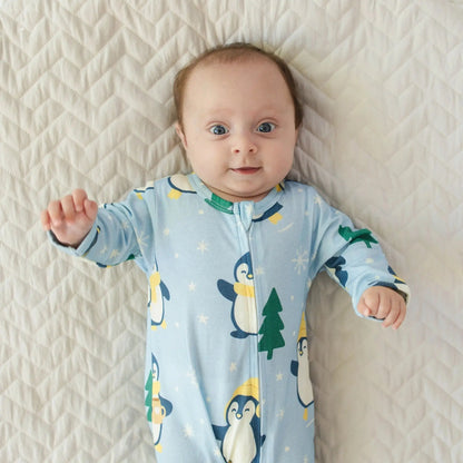Winter Waddle Zipped Onesie (0–12 Months) – Limited Edition 100% Cotton Muslin Baby Sleepwear  Snuggle Buds